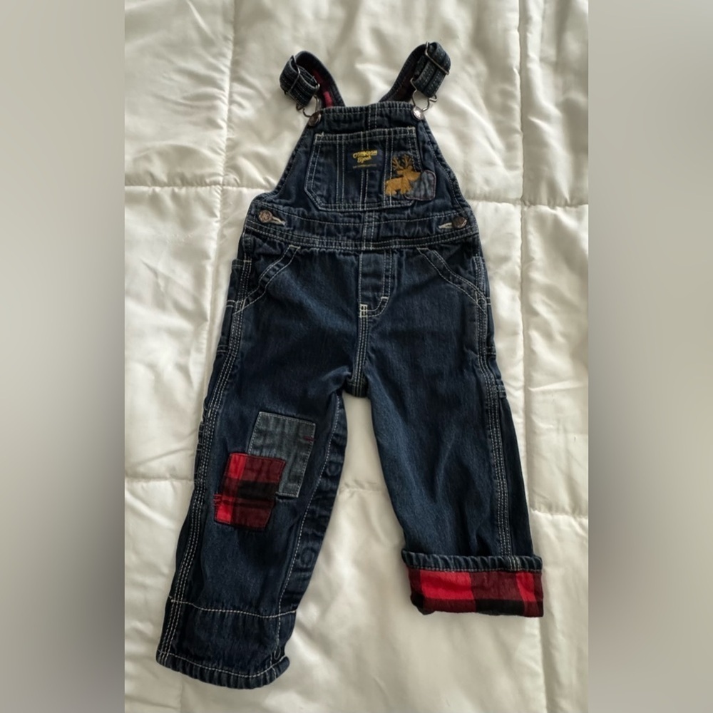 OshKosh B'gosh Kids Overalls - Blue with Red Patches